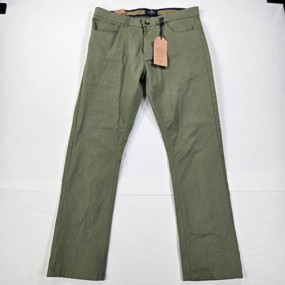 NWT Across The Pond Slim Fit Stretch Signature Line Olive‎ Pants Men's Size 36